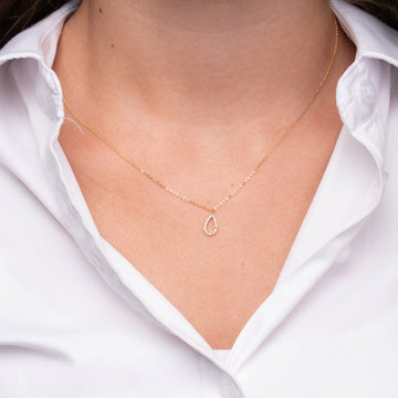Yellow Gold Small Pear Shape Diamond Pendant