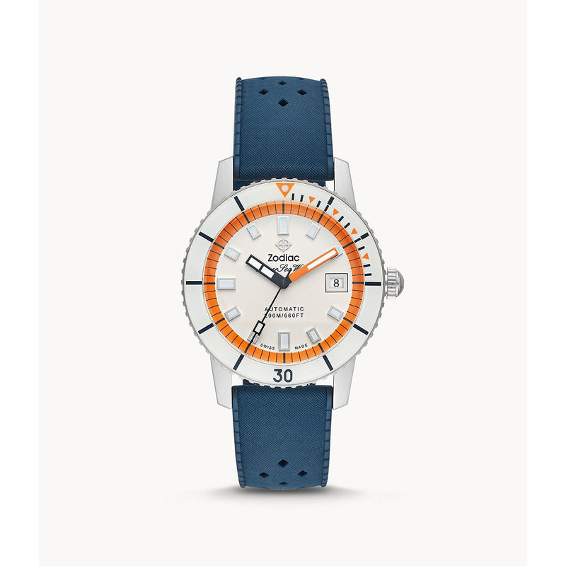 Zodiac Super Sea Wolf Creamsicle Automatic Blue Rubber Watch ZO9270