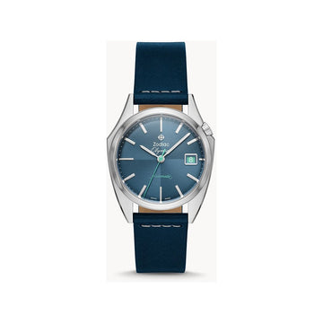 Zodiac Olympos Automatic Three-Hand Date Blue Leather Watch ZO9711
