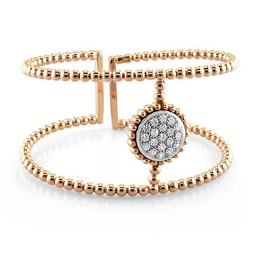 18kt Rose Gold Double Bar Diamond Bangle