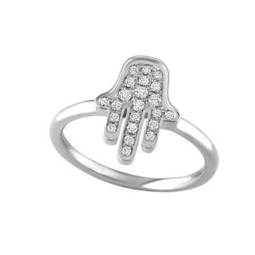 18kt Gold Diamond Hamsa Ring