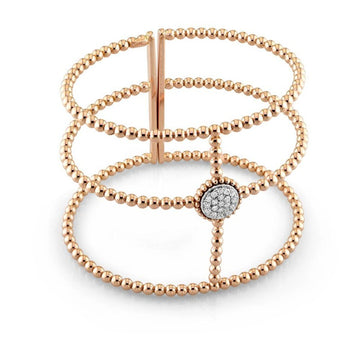18kt Rose Gold Three Row Ball Cuff
