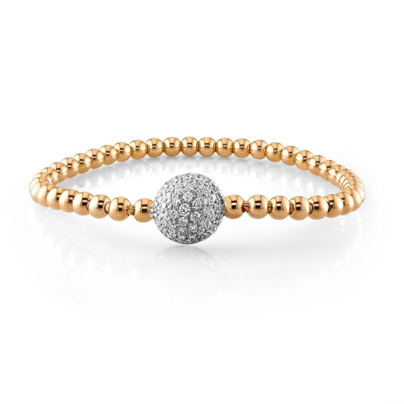 18kt Rose Gold Pave Ball Stretch Diamond Bracelet