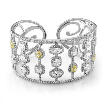 18kt Yellow & White Multi Shape Diamond Bangle