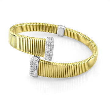18kt Yellow Gold Flexible Diamond End Bangle
