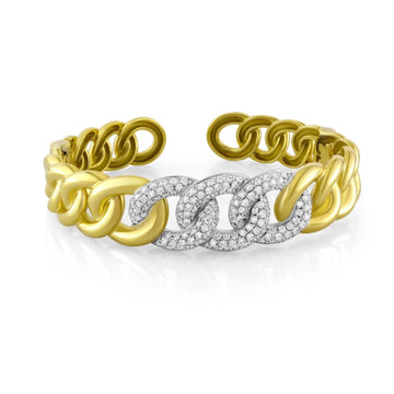 18kt Yellow Gold Graduated Diamond Curb Bangle