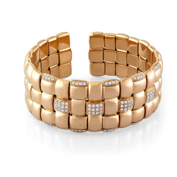 18kt Rose Gold Woven Diamond Bangle