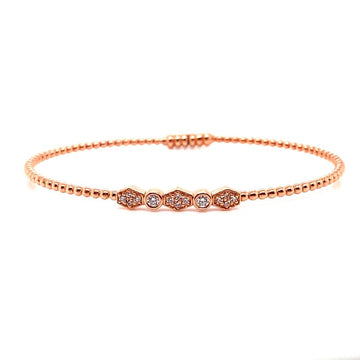 18kt Gold Geometric Diamond Beaded Bangle