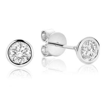 14kt Gold Bezel Set Diamond Studs