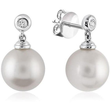 14kt White Gold Pearl Drop Earrings