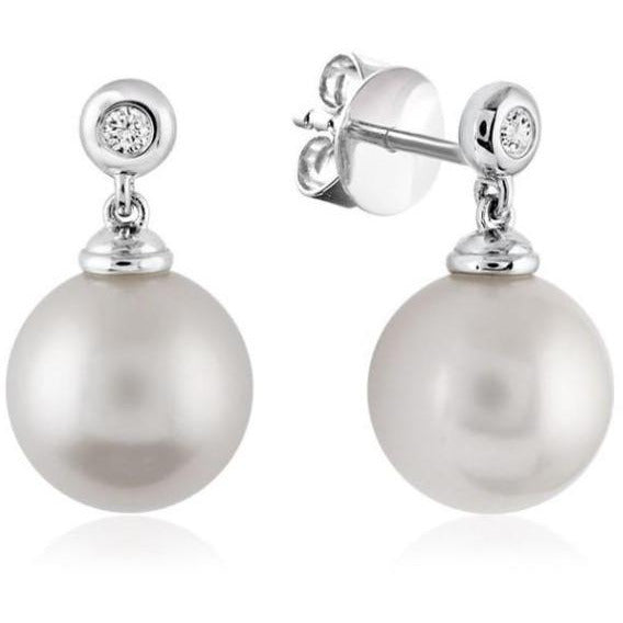 14kt White Gold Pearl Drop Earrings