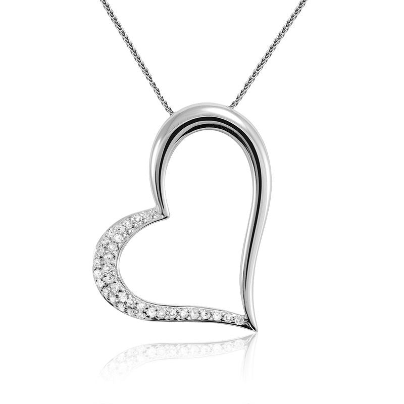 14kt White Gold Diamond Sideways Heart Necklace