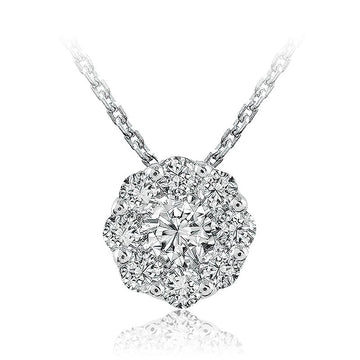 14kt White Gold Diamond Floral Cluster Pendant