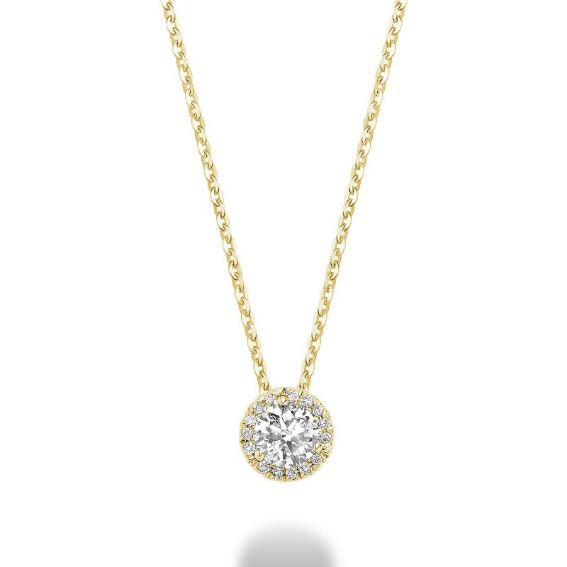 14kt Gold Halo Diamond Cluster Necklace