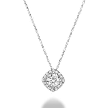 14kt 0.25ct Diamond Cushion Shape Halo Pendant