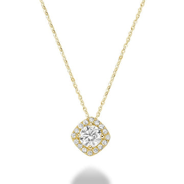 14kt 0.25ct Diamond Cushion Shape Halo Pendant