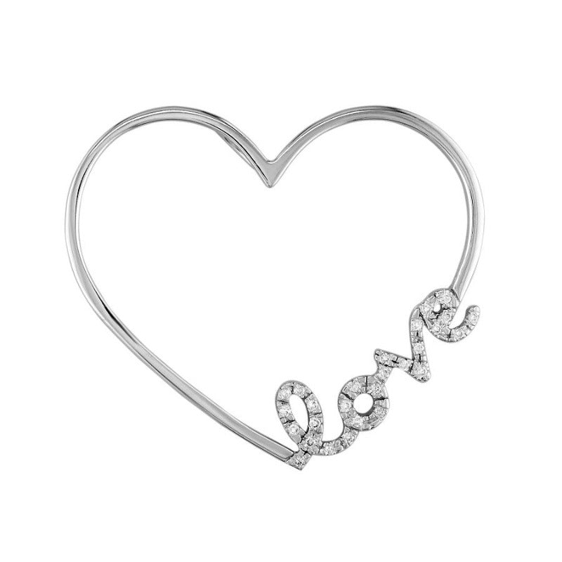 18kt White Gold Diamond 'Love' Heart Pendant