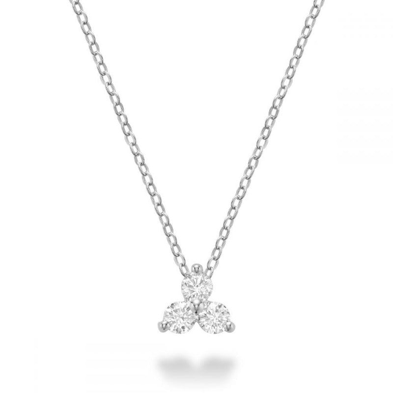 14kt White Gold Three Stone Necklace