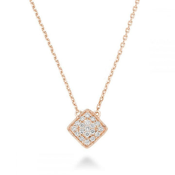 14kt Gold Square Milgrain Necklace
