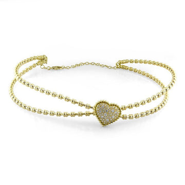 18kt Yellow Gold Diamond Heart Choker Necklace
