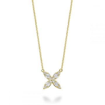 14kt Yellow Gold Marquise Flower Necklace