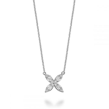 14kt Yellow Gold Marquise Flower Necklace