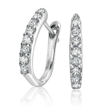 14kt Gold Diamond Oval Hoop Earrings
