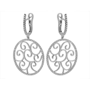 18kt White Gold Scrollwork Diamond Earrings