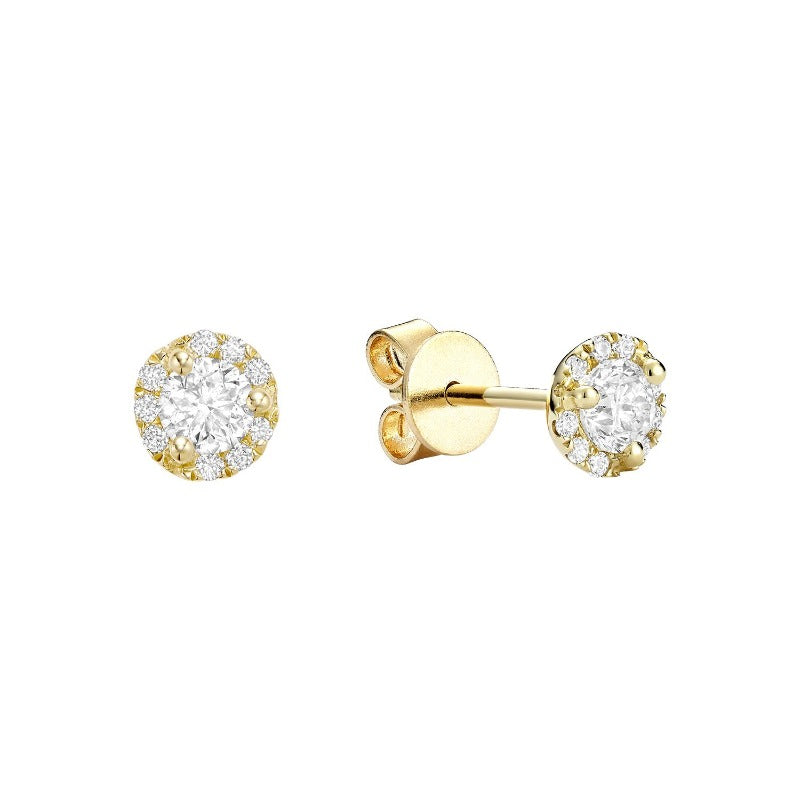 14kt Yellow Gold Halo 0.75ct Earrings