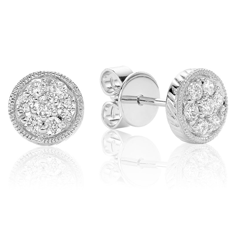 14kt White Gold Diamond Pave Circle Earrings