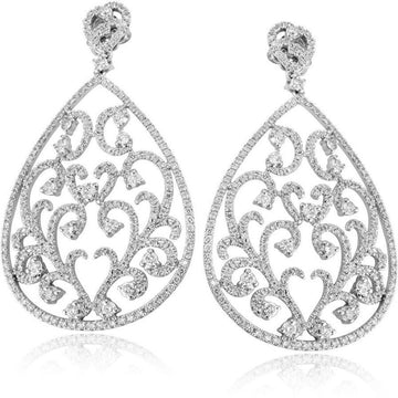 18kt White Gold Diamond Tear Drop Design Earrings