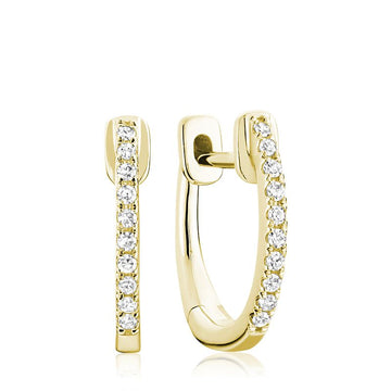 14kt Yellow Gold Diamond Huggie Hoops