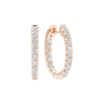14kt Inside Out Diamond Oval Hoops