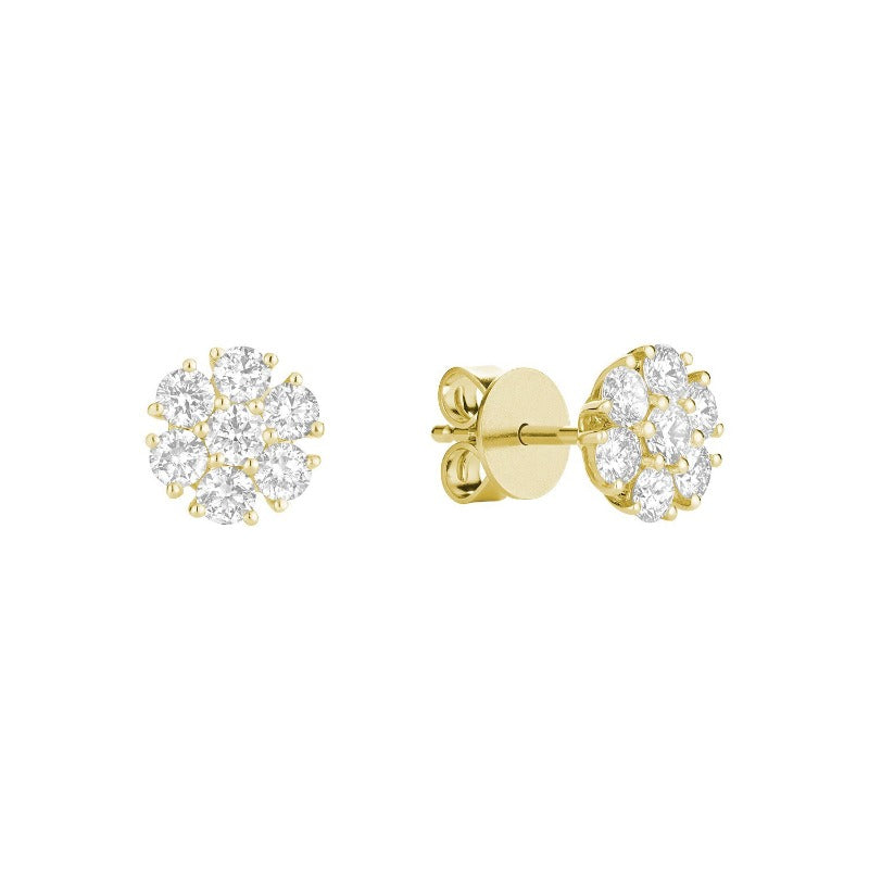 14kt Gold Floral Diamond Cluster Stud Earrings
