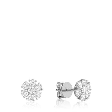 14kt Gold Floral Diamond Cluster Stud Earrings