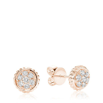 14kt Gold Rope Diamond Studs