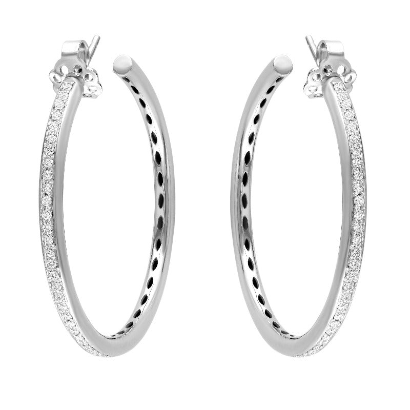 18kt White Gold Diamond Set Hoop Earrings