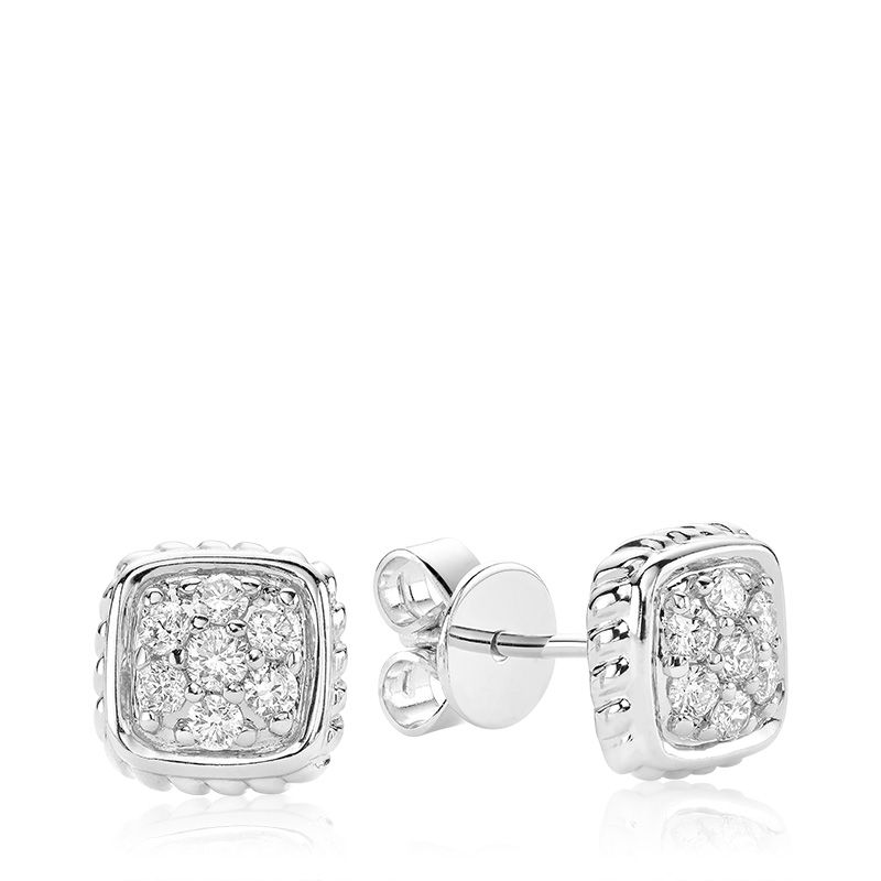 14kt Gold Square Diamond Stud Earrings