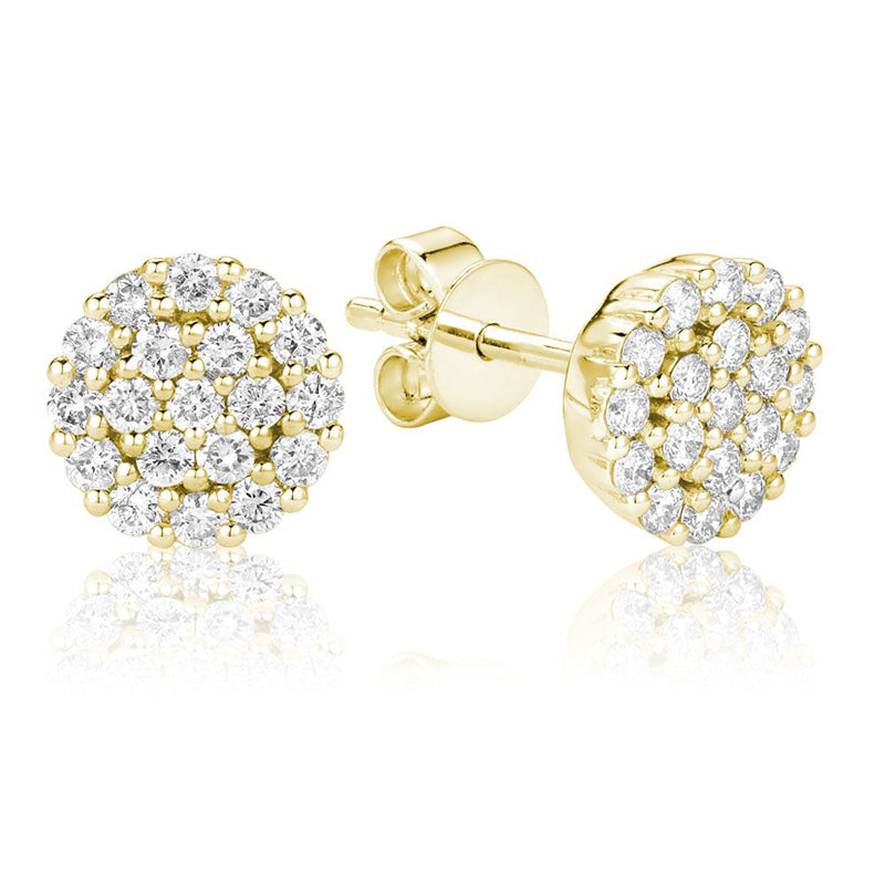 14kt Yellow Gold Diamond Cluster Stud Earrings