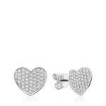 14kt Gold Curved Pave Heart Earrings