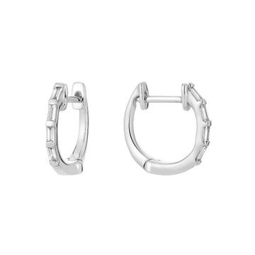 14kt Gold Baguette Diamond Hoops
