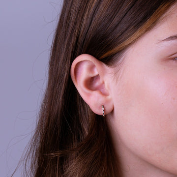 14kt Gold Baguette Diamond Hoops