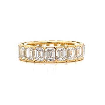 18kt Half Bezel Emerald Cut Eternity Diamond Ring