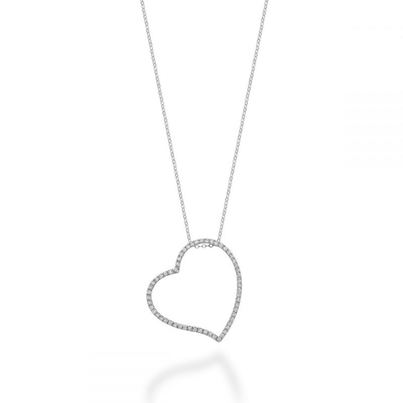 10kt White Gold Heart Necklace