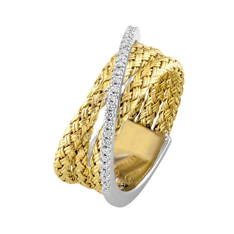 18kt Yellow Gold Woven Diamond Ring