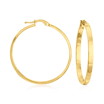 18kt Gold Flat Medium Hoops