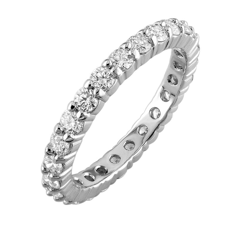 18kt White Gold Round Brilliant Shared Claw Diamond Eternity Band