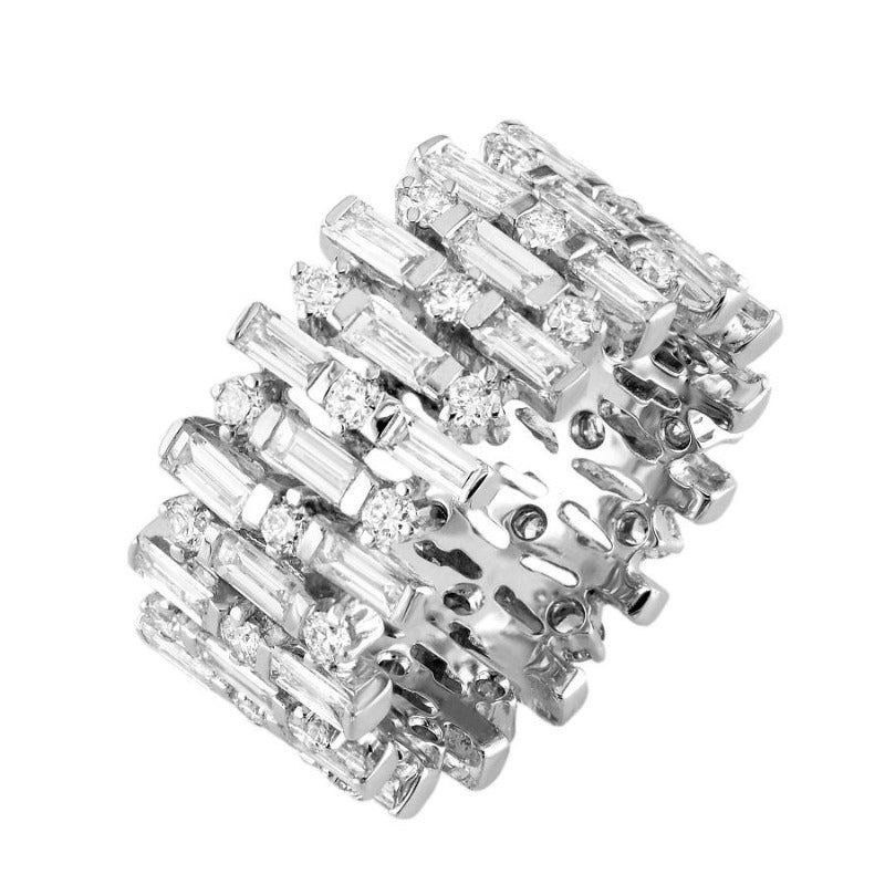 18kt White Gold Baguette and Round Diamond Eternity Band