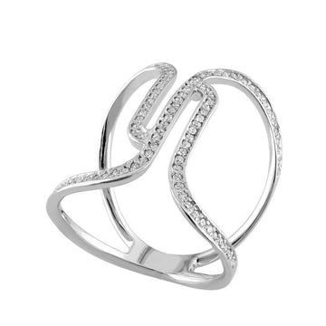 18kt White Gold Crossover Diamond Ring