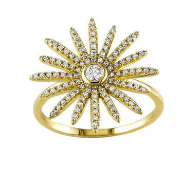 14kt Yellow Gold Diamond Sunburst Ring